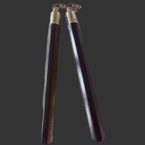 Hexagonal Black Wood Nunchucks