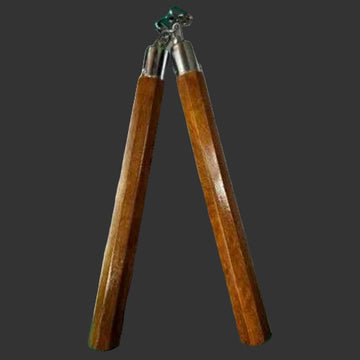 Hexagonal Brown Wood Nunchucks