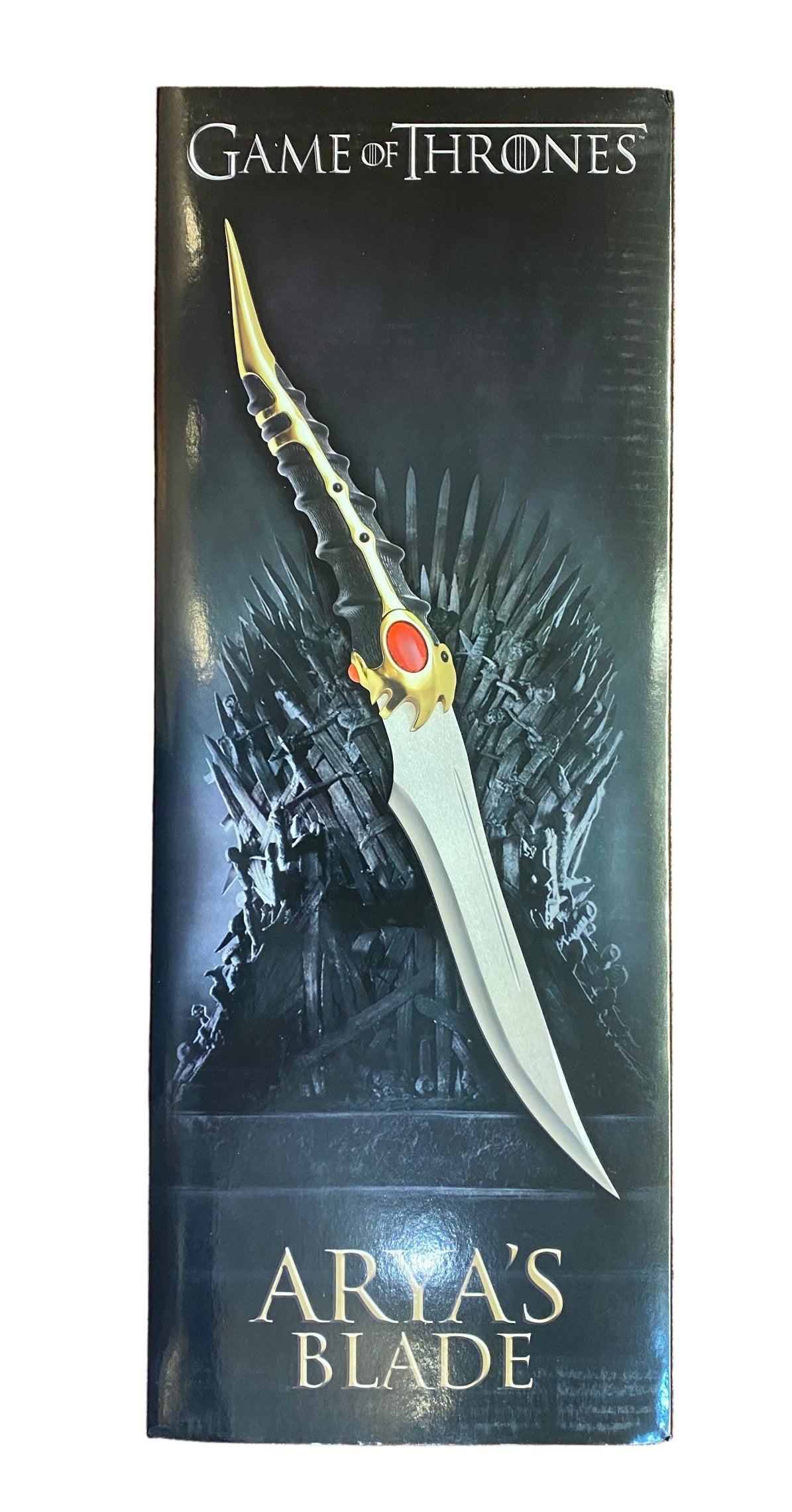 Box of 'Aria's Blade' from 'Game of Thrones' on a white background