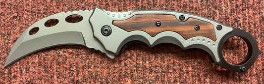 Grey Wood SS Lock Knife (AW433)