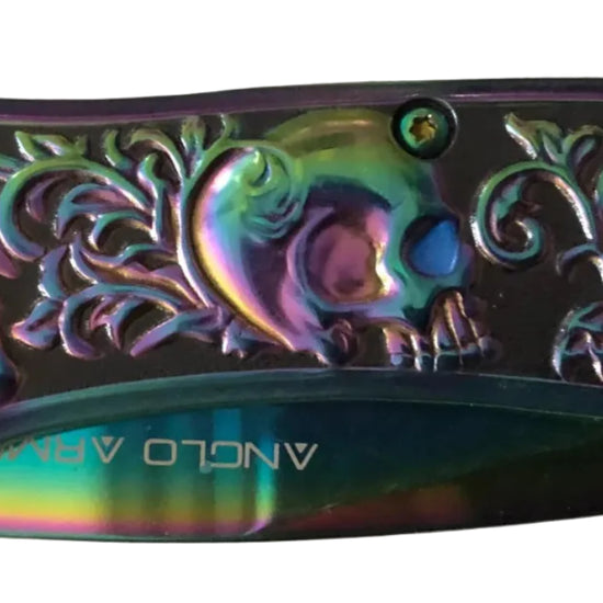 Rainbow Skull Lock Knife
