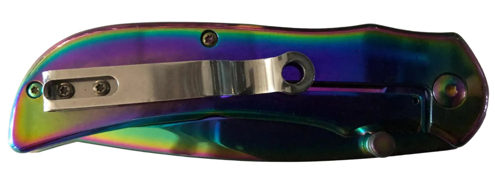 Rainbow Skull Lock Knife