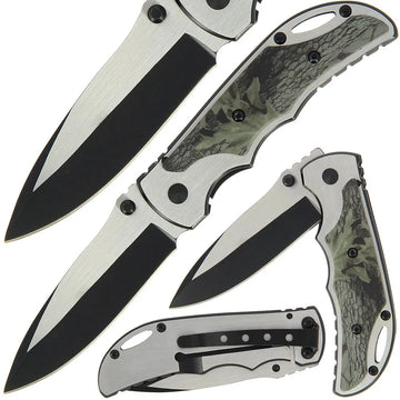 Two Tone Camo Lock Knife