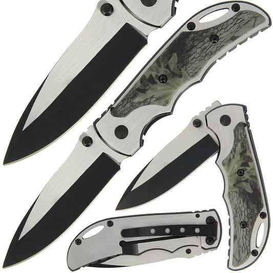 Two Tone Camo Lock Knife