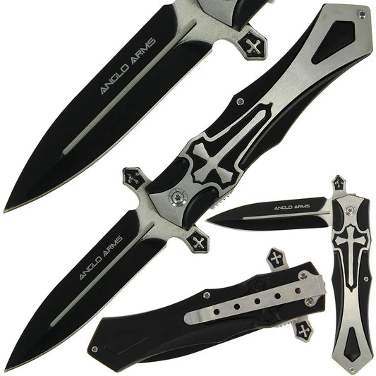 Crucifix Symbol Lock Knife
