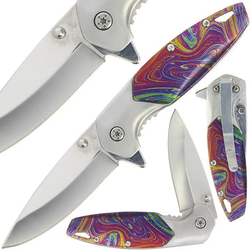 Swirl Print Lock Knife