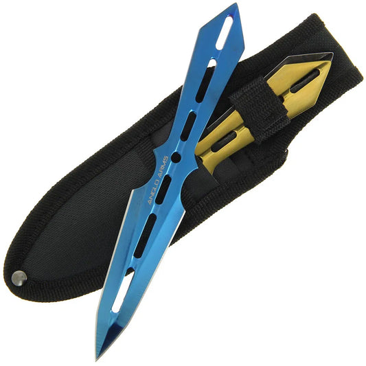 Set of 3  Black Blue Gold Throwing Knives