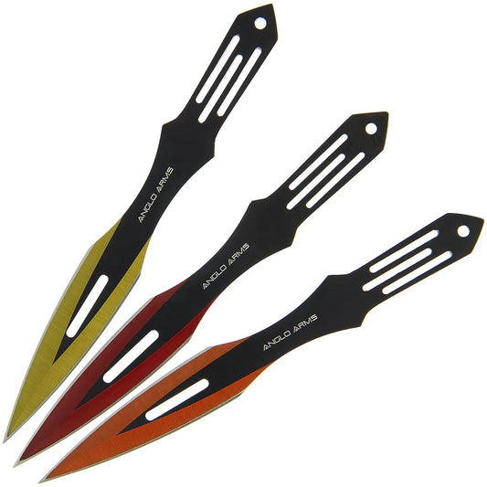 Set of 3 Red Orange Yellow Throwing Knives