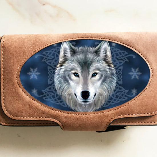 Lunar Wolf Suede 3D Purse - Anne Stokes