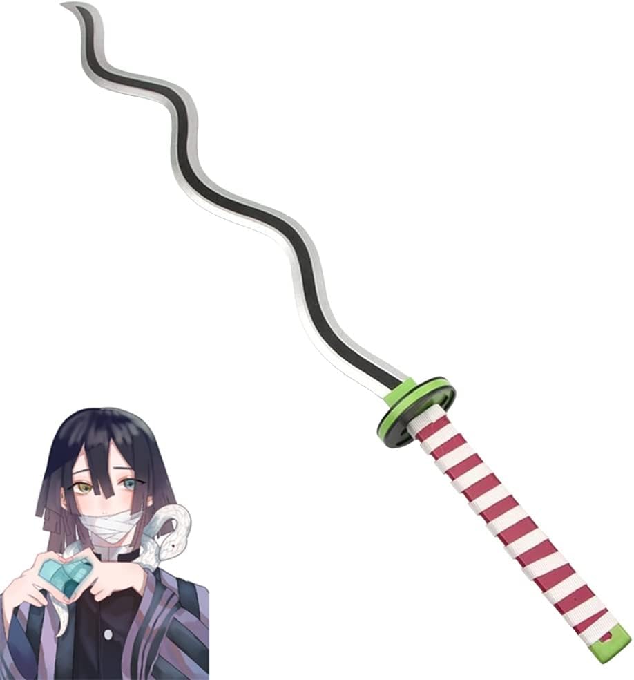 Anime character holding a weapon with a striped handle on a white background