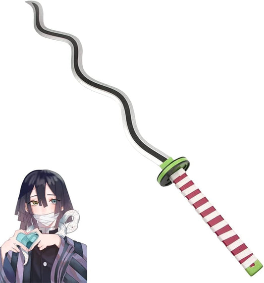 Anime character holding a weapon with a striped handle on a white background