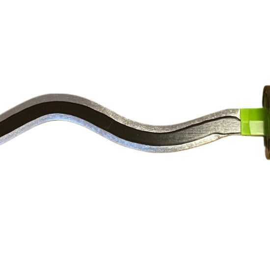 Toy sword with a striped handle on a white background