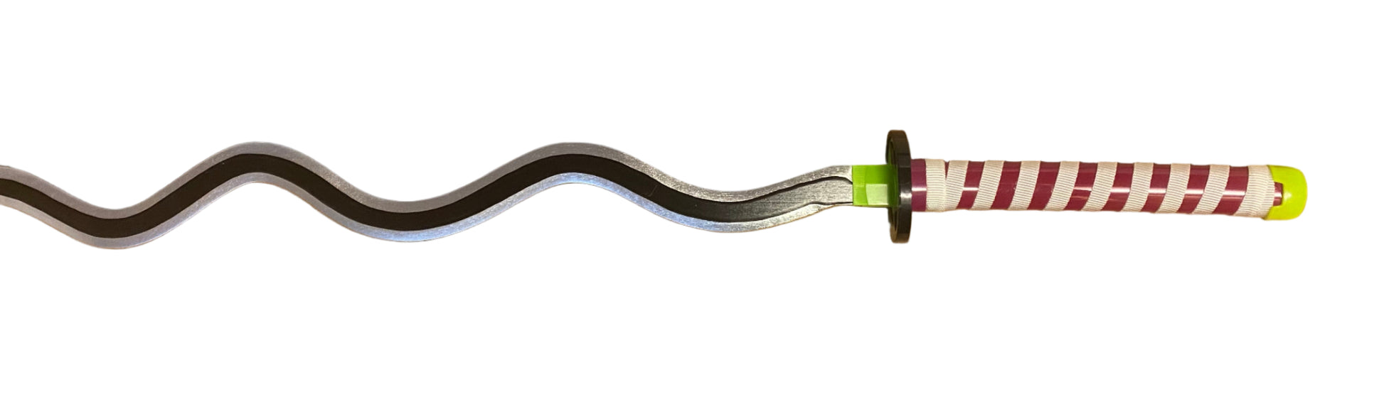 Toy sword with a striped handle on a white background