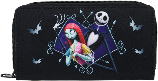 Jack & Sally Nightmare Before Christmas  Black Zipped Purse