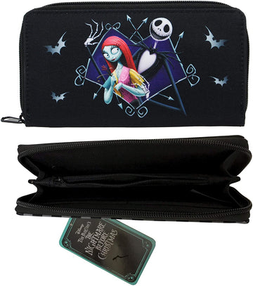 Jack & Sally Nightmare Before Christmas  Black Zipped Purse