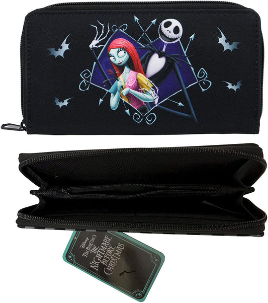 Jack & Sally Nightmare Before Christmas  Black Zipped Purse