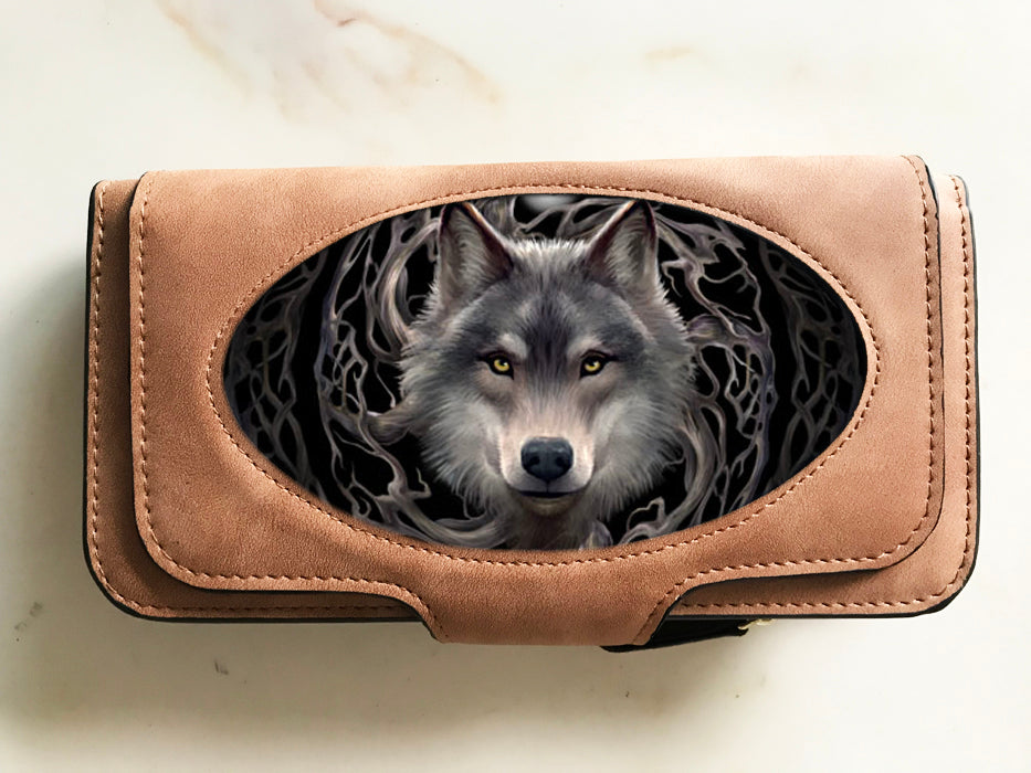 Night Forest Wolf Suede 3D Purse - Anne Stokes