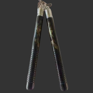 Plain Black with Gold Dragon Wood Nunchucks