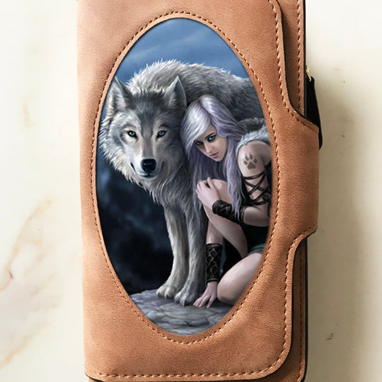 Protector Wolf Suede 3D Purse - Anne Stokes
