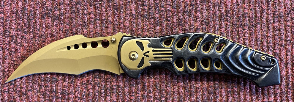 Skull (Gold) Lock Knife