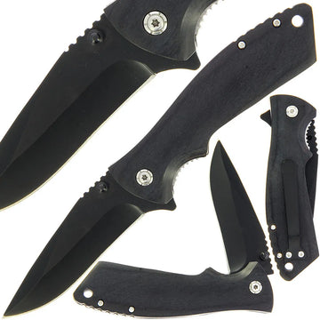 Black Pakkawood Handle Lock Knife