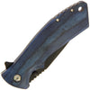 Blue Pakkawood Handle Lock Knife