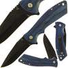 Blue Pakkawood Handle Lock Knife