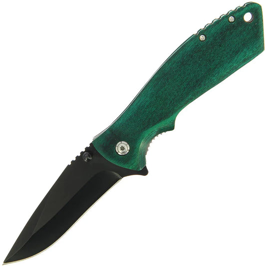 Green Pakkawood Handle Lock Knife