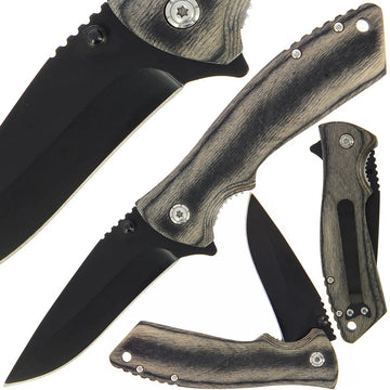 Grey Pakkawood Handle Lock Knife