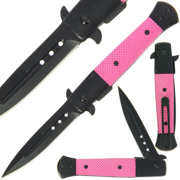 Black Pink Stainless Aluminium Lock Knife