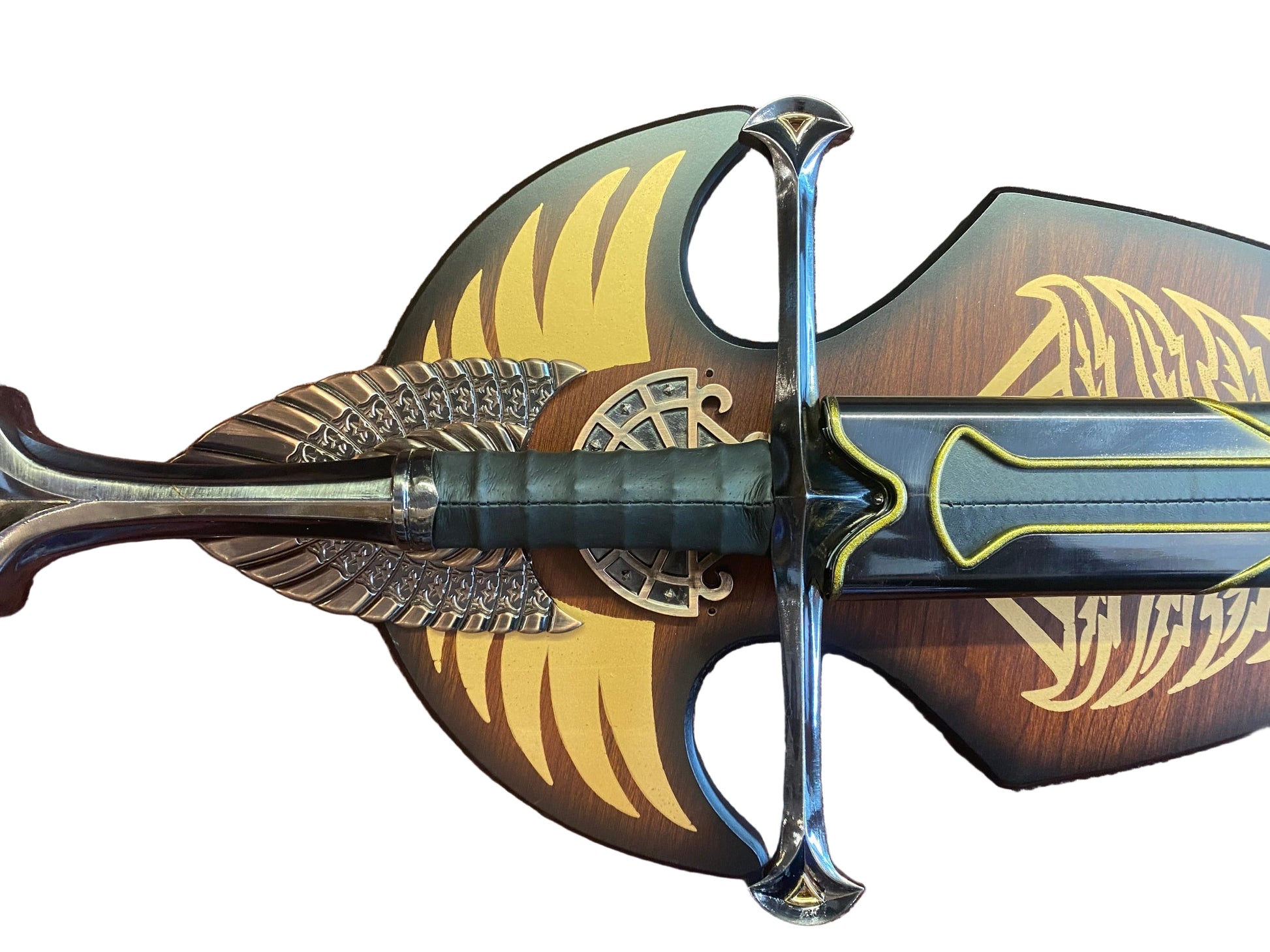 Decorative bow with intricate design on a brown textured background