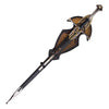 A replica of Aragorn's Anduril sword from the Lord of the Rings, featuring a decorative cross-guard and a flame design on the blade.