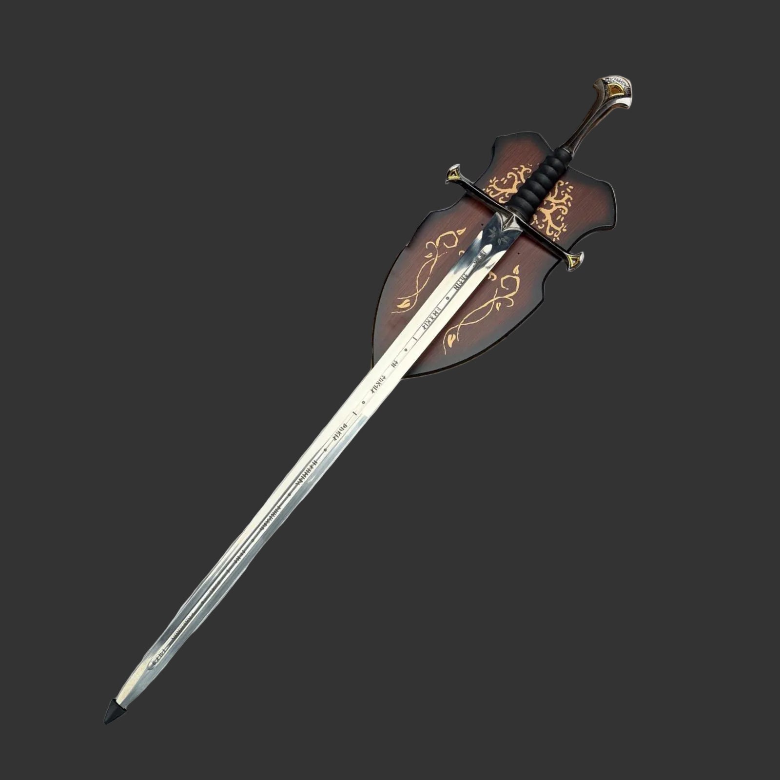 Decorative sword with a wooden sheath on a white background