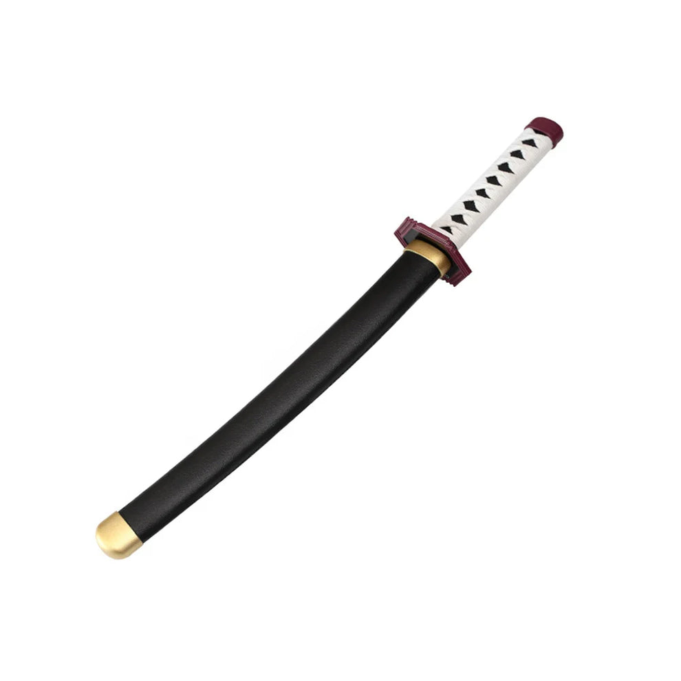 Black sword with a white handle on a white background