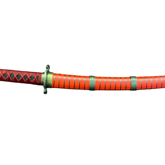Sword with red and black handle 