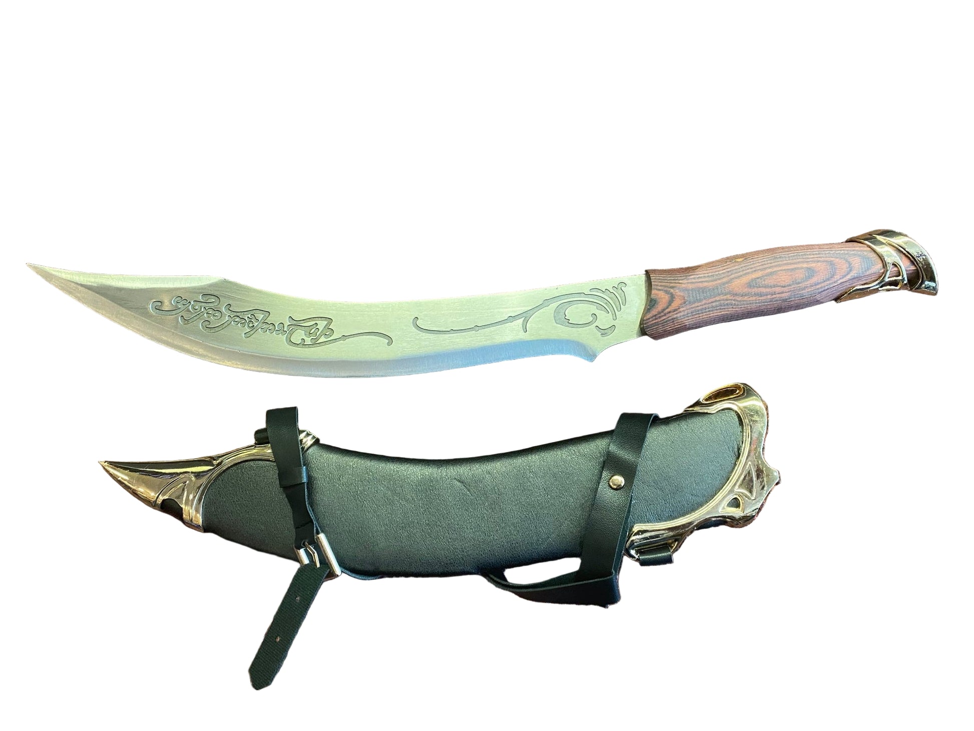 Decorative knife with a sheath on a textured surface
