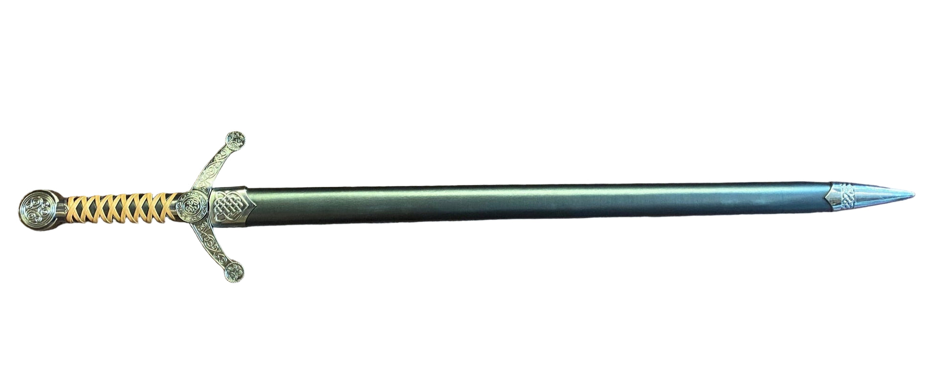 Sword on a textured brown surface