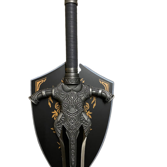 Decorative sword with intricate design on a white background
