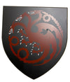 Black shield with red dragon design