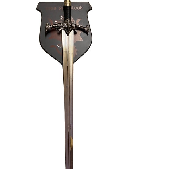 Decorative sword with a shield on a white background