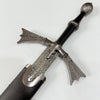 Decorative sword with intricate metalwork on a white background