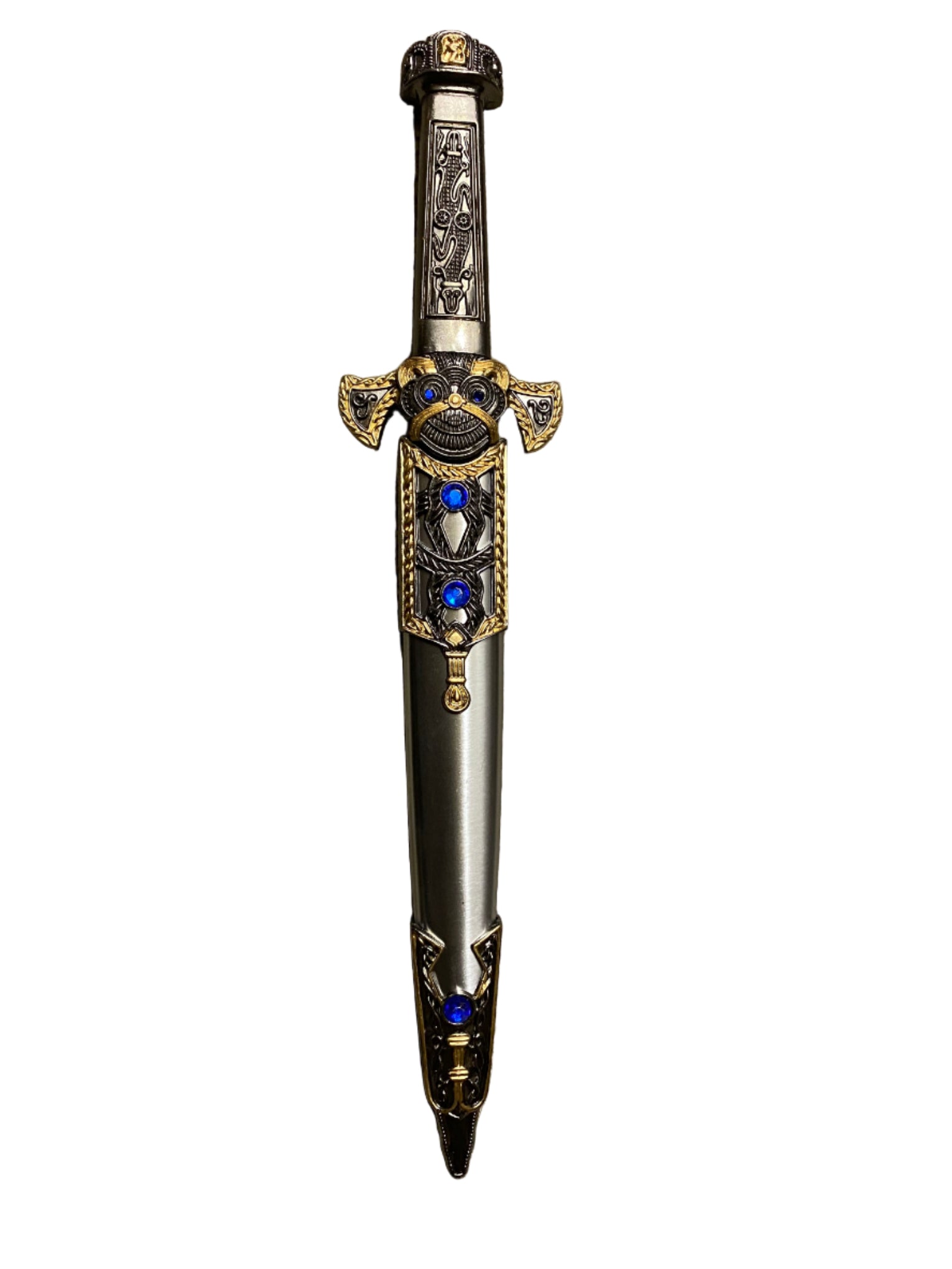 Decorative dagger with gemstones on a white background