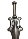 Metallic sword hilt on a white background
