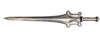 Decorative sword with an ornate handle on a white background
