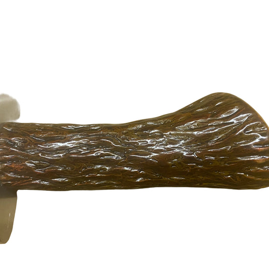 Wooden handle with a white base on a white background