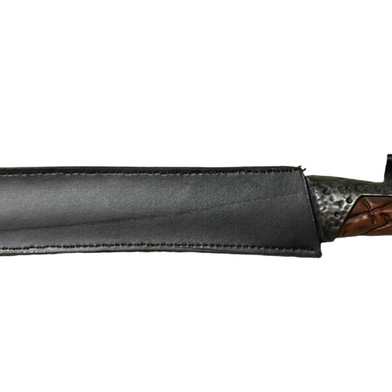 Long knife with a sheath on a white background