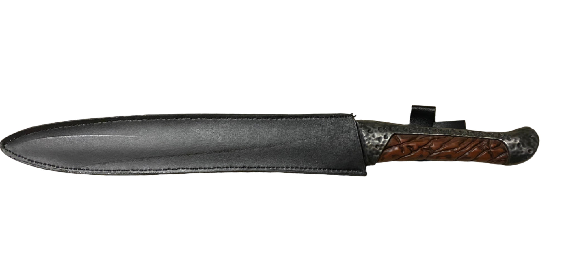 Long knife with a sheath on a white background