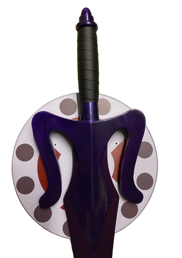 Purple sword with a polka plaque on a white background