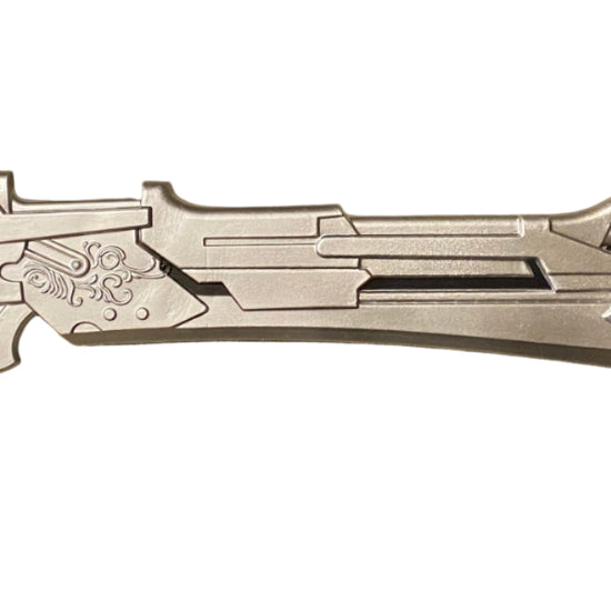 Decorative sword with intricate designs on a white background