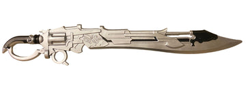 Decorative sword with intricate designs on a white background